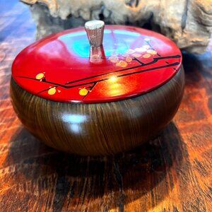 Vintage Metal Japanese Apple Trinket Box
